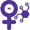 A purple female gender symbol combined with a chemical structure.