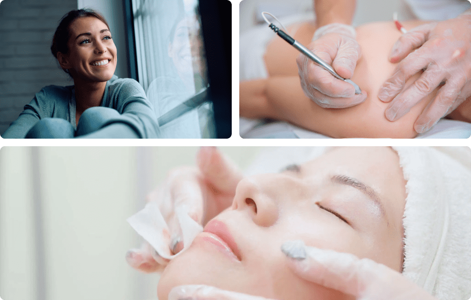Woman enjoying a skincare ultrasound treatment at a spa.